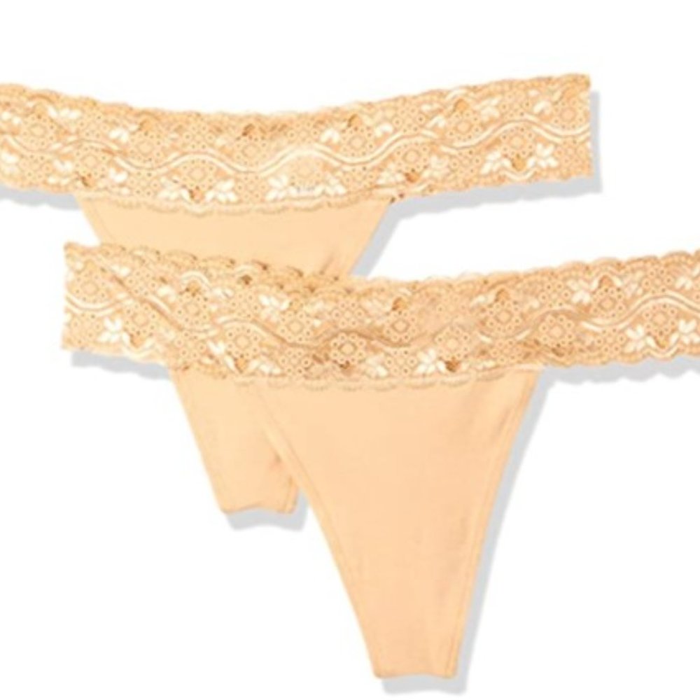PACT Women's Organic Cotton Lace Thong Panties 2pk.